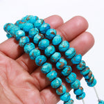 Load image into Gallery viewer, AAA Copper Turquoise Faceted Beads, Blue Copper Turquoise Faceted Rondelle Beads, 9-10 MM Healing Turquoise Beads for Jewelry, Loose Beads