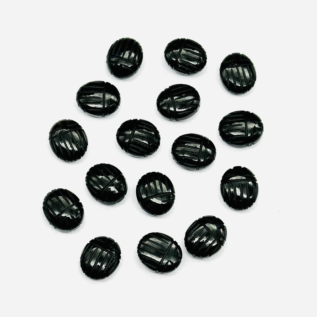 Natural Black Onyx Scarab Shape Gemstone Beads, Black Onyx Beetle Face Carving Beads, Animal Carvings Gemstone Charm Beads, 10X12 MM