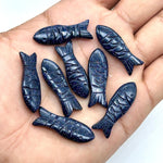 Load image into Gallery viewer, AAA Black Sunstone Handmade Fish Carving, Sunstone Fish Shape Carved Gemstone Briolette's, Jewelry Making Beads, 25 MM Loose Gemstone Fishes