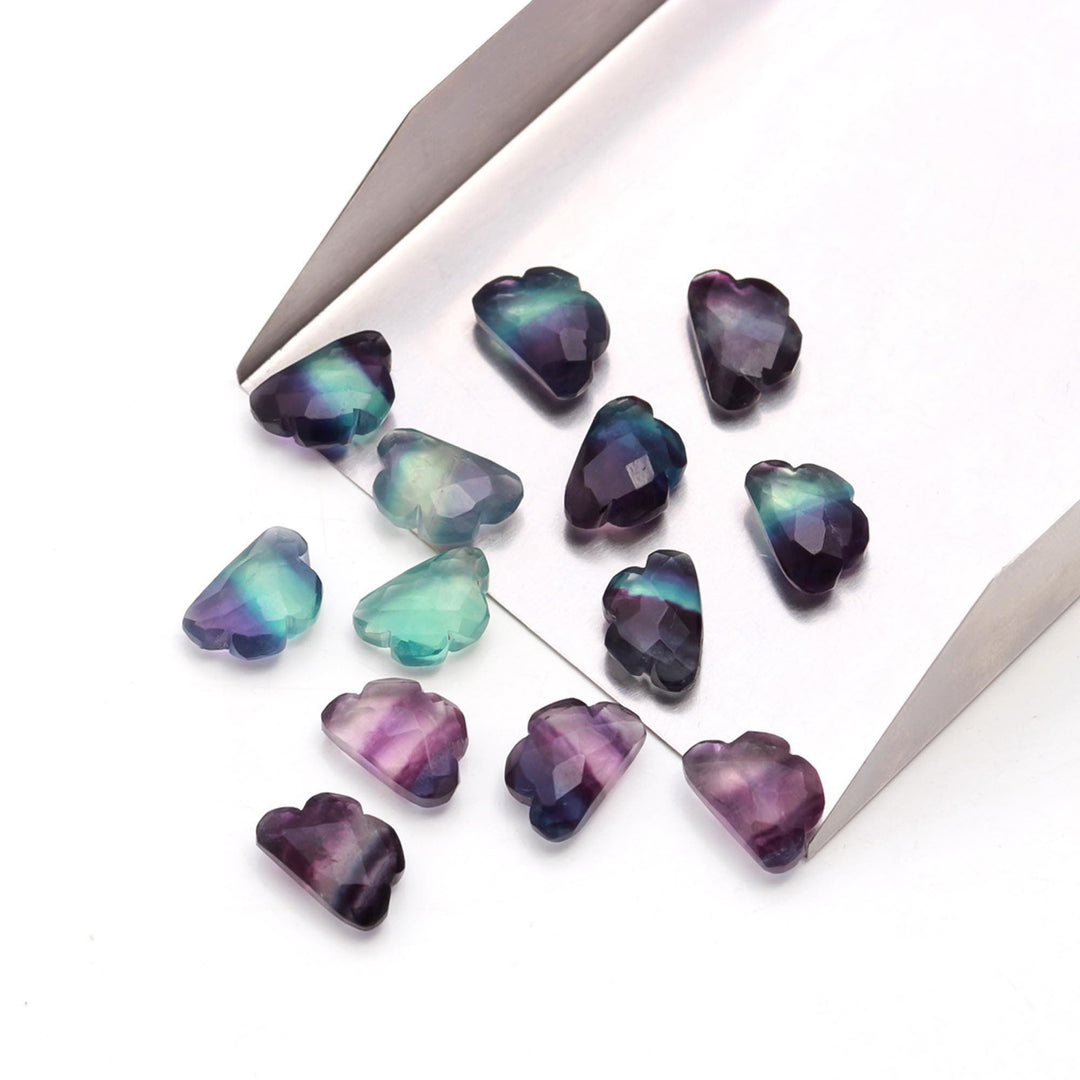 AAA Rainbow Fluorite Clouds Shape Beads, Multi Fluorite Faceted Cloud Beads, Carved Cloud Gemstone Charms, 12 MM, Loose Carved Briolettes