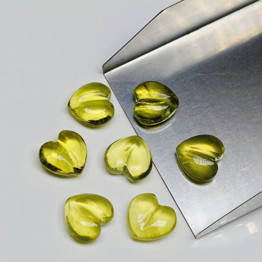 2,3,4,5,6 pcs 100% Natural Lemon Quartz  Heart Shape Gemstone, Natural Heart Shape Gemstone, Gemstone for Jewlery, 11 mm (Approx)
