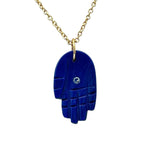 Load image into Gallery viewer, Amazing Lapis Lazuli Hamsa Necklace, Blue Lapis Gemstone Hamsa Necklace For Gift, Reiki Healing Jewelry, Blue Charm Necklace For Her 25 MM