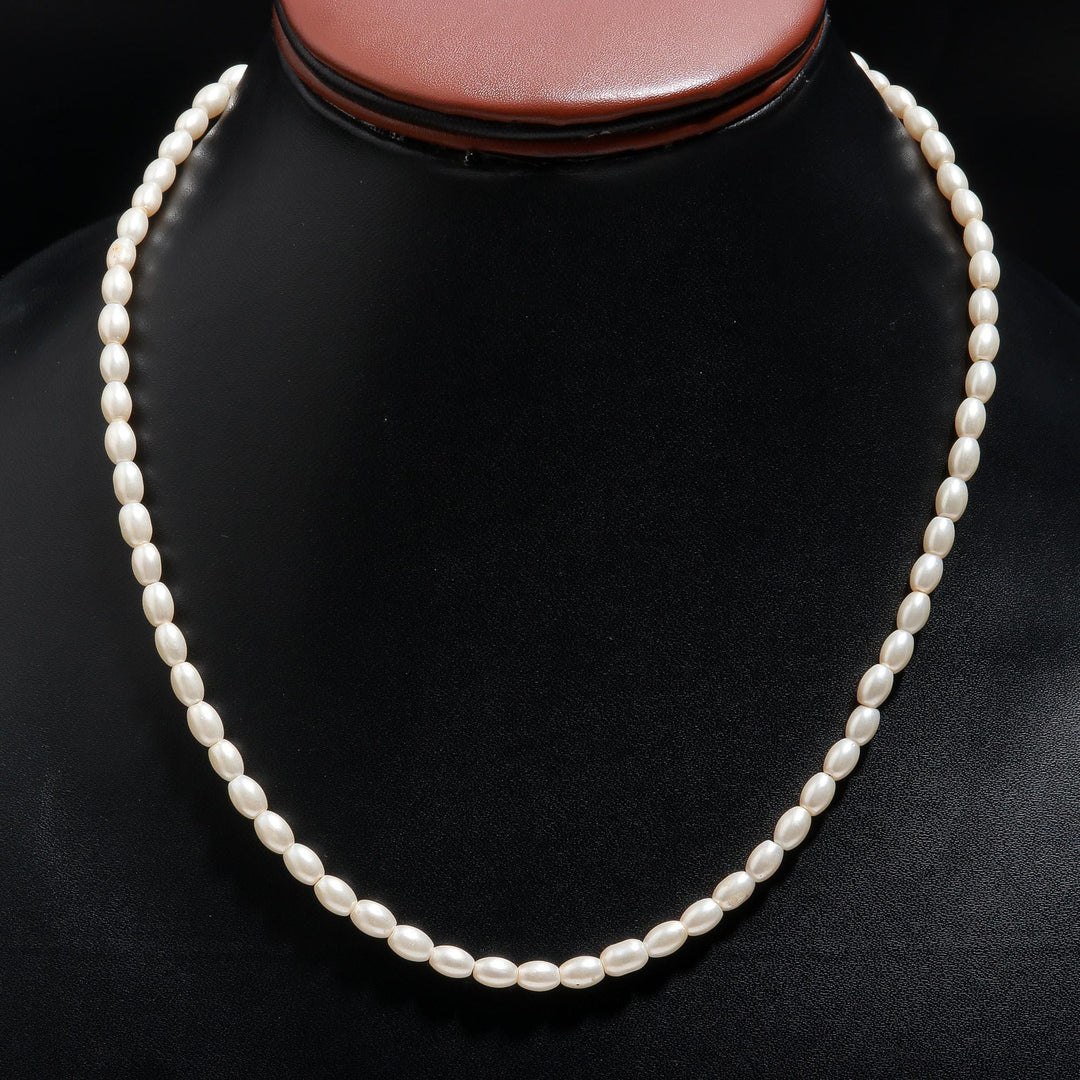 Beautiful White Pearl Necklace, Smooth Oval Pearl Beads Necklace, 6 MM Pearl Necklace, Party Wear Necklace for Her, Bridesmaid Gifts