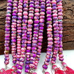 Load image into Gallery viewer, Purple Pink Copper Turquoise Beads, Copper Turquoise Faceted Rondelle Beads, 8-10 mm, 4 Inch Line, Wholesale Beads, Jewelry Making Beads