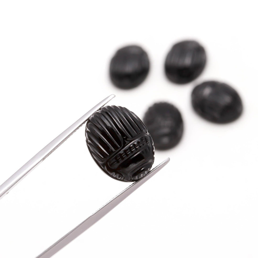 AAA Black Onyx Scarab Carved Gemstone, Natural Black Onyx Scarab Carving Beads, Insect Beads, 16X12 MM, Home Decor Crystals, Reiki Healing