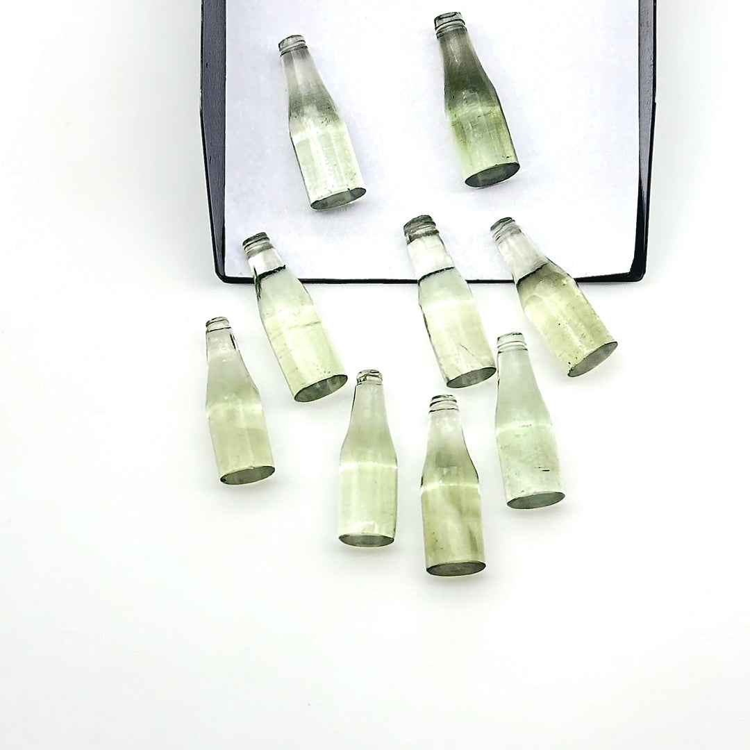 Miniature Natural Green Amethyst Bottle Carving Beads, Bottle Shape Carved Gemstone, Jewelry Making Charms, 7X21 MM Amethyst Tiny Bottle
