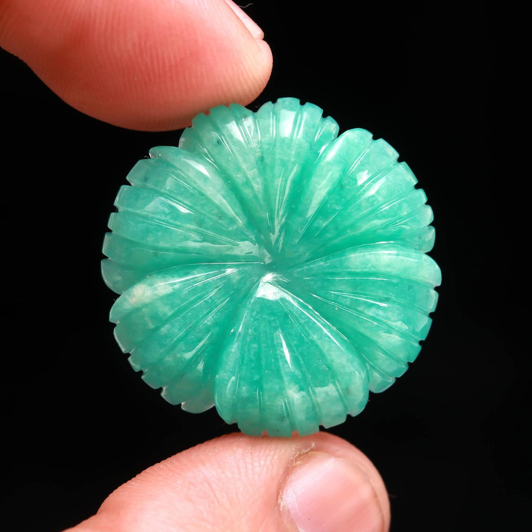 Natural Amazonite Flower Shape Carving, AAA Amazonite Flower Shape Gemstone Beads, Green Flower Charms, 25 MM Reiki Healing Crystal Gifts