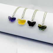 Dainty Butterfly Shape Gemstone Necklace, Butterfly Beads Necklace, Minimalist Silver Pendant Gift, Bridesmaid Jewelry, Gifts For Her