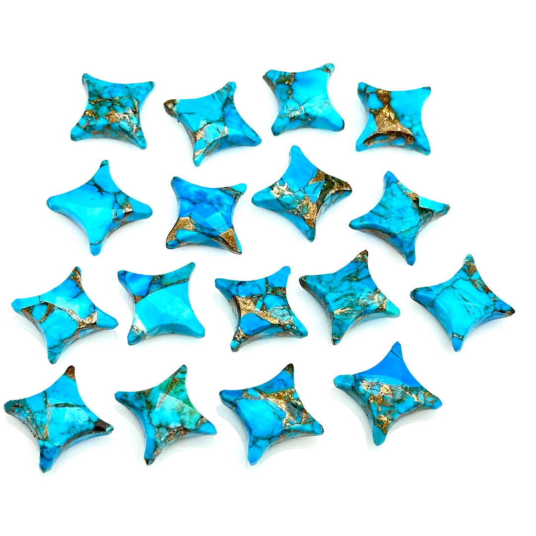 Natural Copper Turquoise Ninja Star Shape Carving Beads, Fancy Star Shape Gemstone Beads, 11X15 MM Jewelry Making Star Shape Briolette Beads