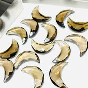 2,3,4,5 Pcs Natural Smoky Quartz Hand Carved Moon Shape Briolettes,  Facted Carved Moon Shape Gemstone For Jewellery, Moon  Briolettes 17 mm