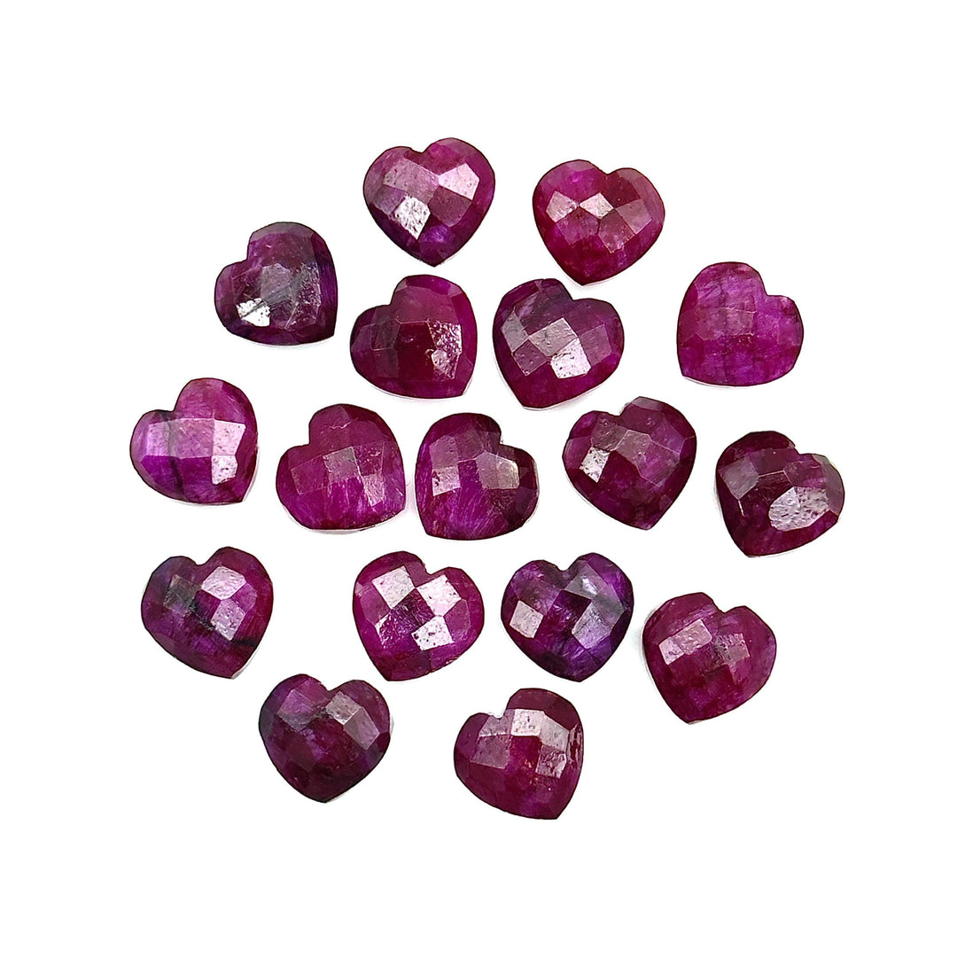 Pretty Ruby Corundum Heart Shape Beads, AAA Red Ruby Hand Carved Faceted Heart Shape Briolettes, Loose Gemstones, 10 MM, Red Ruby Dyed Beads