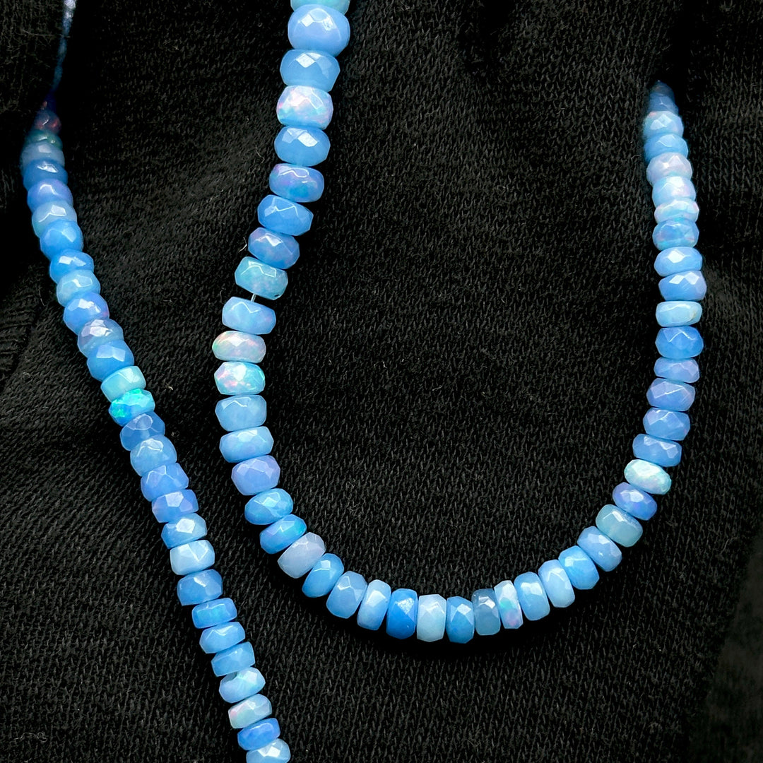 Beautiful Lavendar Opal Fire Beads Necklace, Flashy Faceted Rondelle Beads Necklace, 4-6 MM Healing Gemstone Necklace, Bridesmaid Gifts