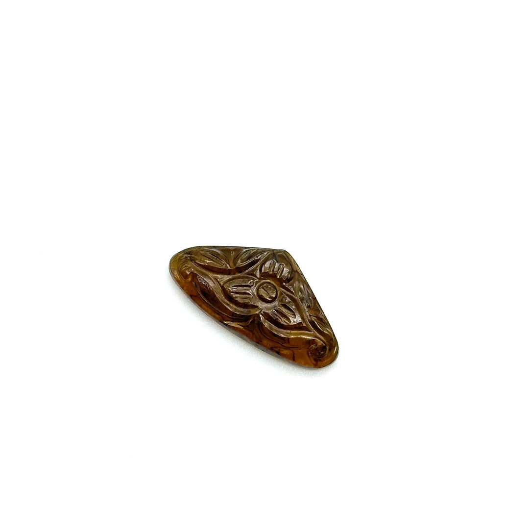 Amazing Brown Tourmaline Carving Gemstone, Natural Tourmaline Hand Flower Carving, 22 MM, Fancy Tourmaline Cabochon For Jewelry Making
