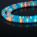 Load image into Gallery viewer, Multi Disco Ethiopian Opal Smooth Beads, AAA Multi Opal Rondelle Beads, Multi Rainbow Fire Beads, Loose Opal Beads, 6-8 MM, Blue &amp; Pink Opal