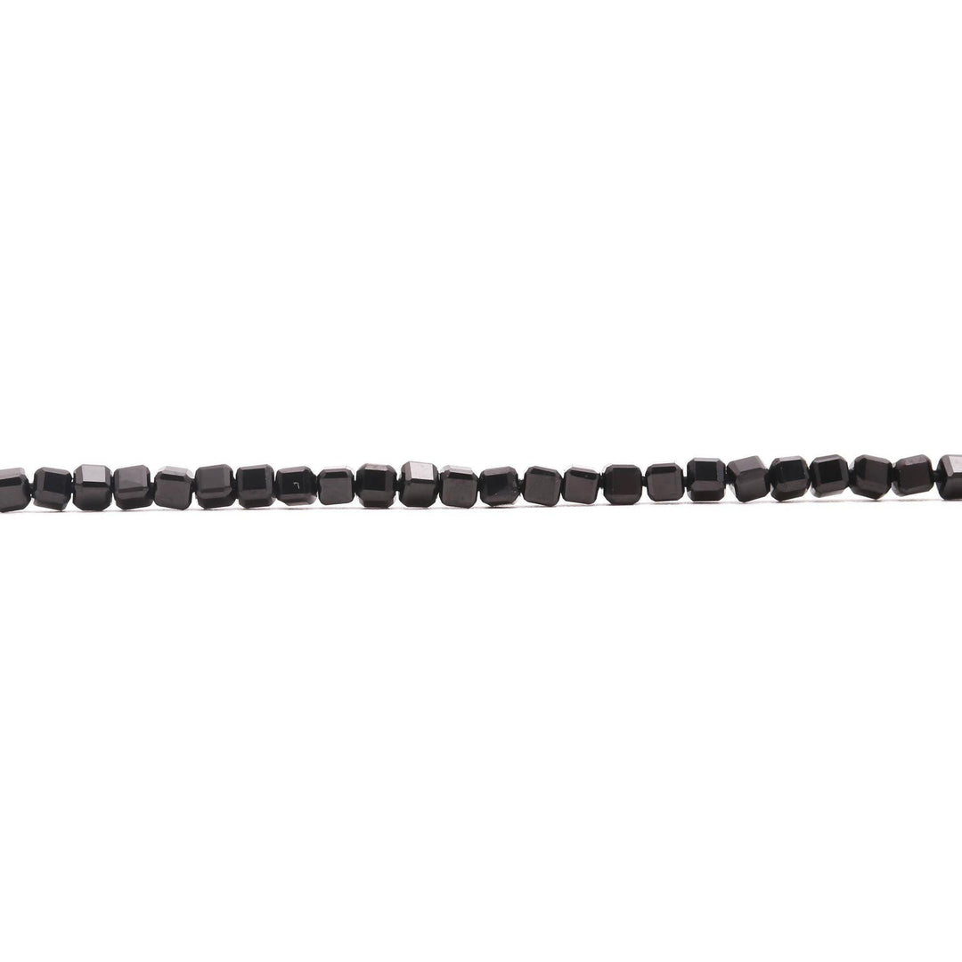 Genuine Black Spinel Box Shape Beads, AAA Black Spinel Gemstone Beads, 12 Inches Cube Shape Faceted Loose Beads for Jewelry Making, 3 MM