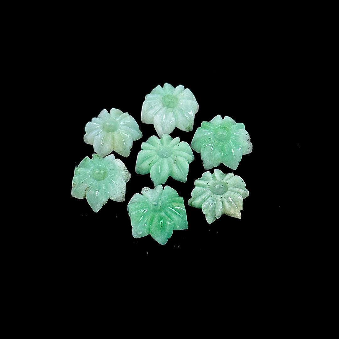 Green Chrysoprase Carved Flower Shape Beads, Natural Chrysoprase Flower Carving, Green Flower for Jewelry Making, 12 MM, Floral Gemstones