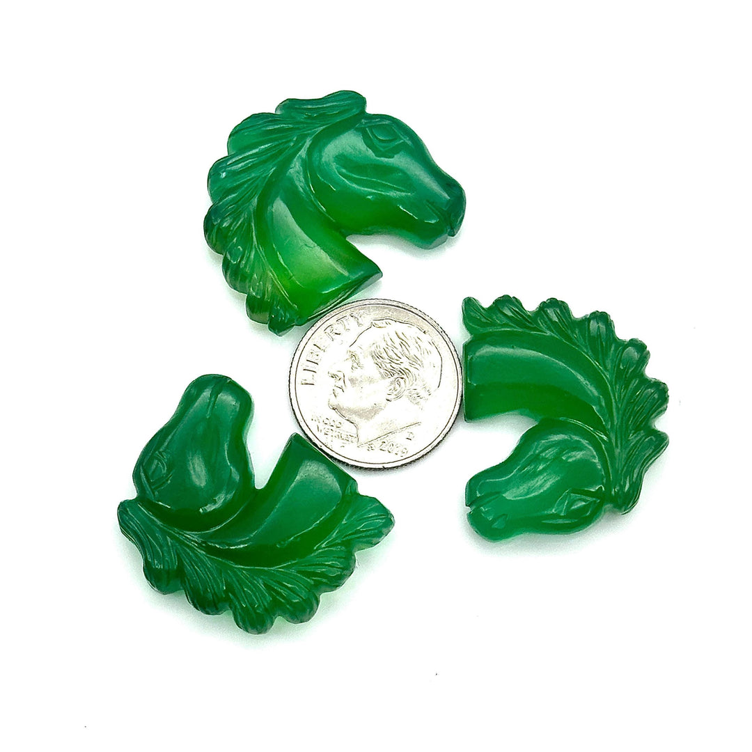 Hand Carved Green Onyx Horse Gemstone: Animal Carving (21 MM)