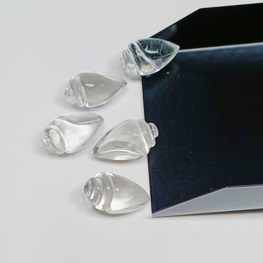 2,3,4,5,6 pcs 100% Natural Crystal Quartz Conch/Snail Shell Shape Carved Gemstone, Handmade Rare Gemstone Carving Shell Shape Item 18X10 mm
