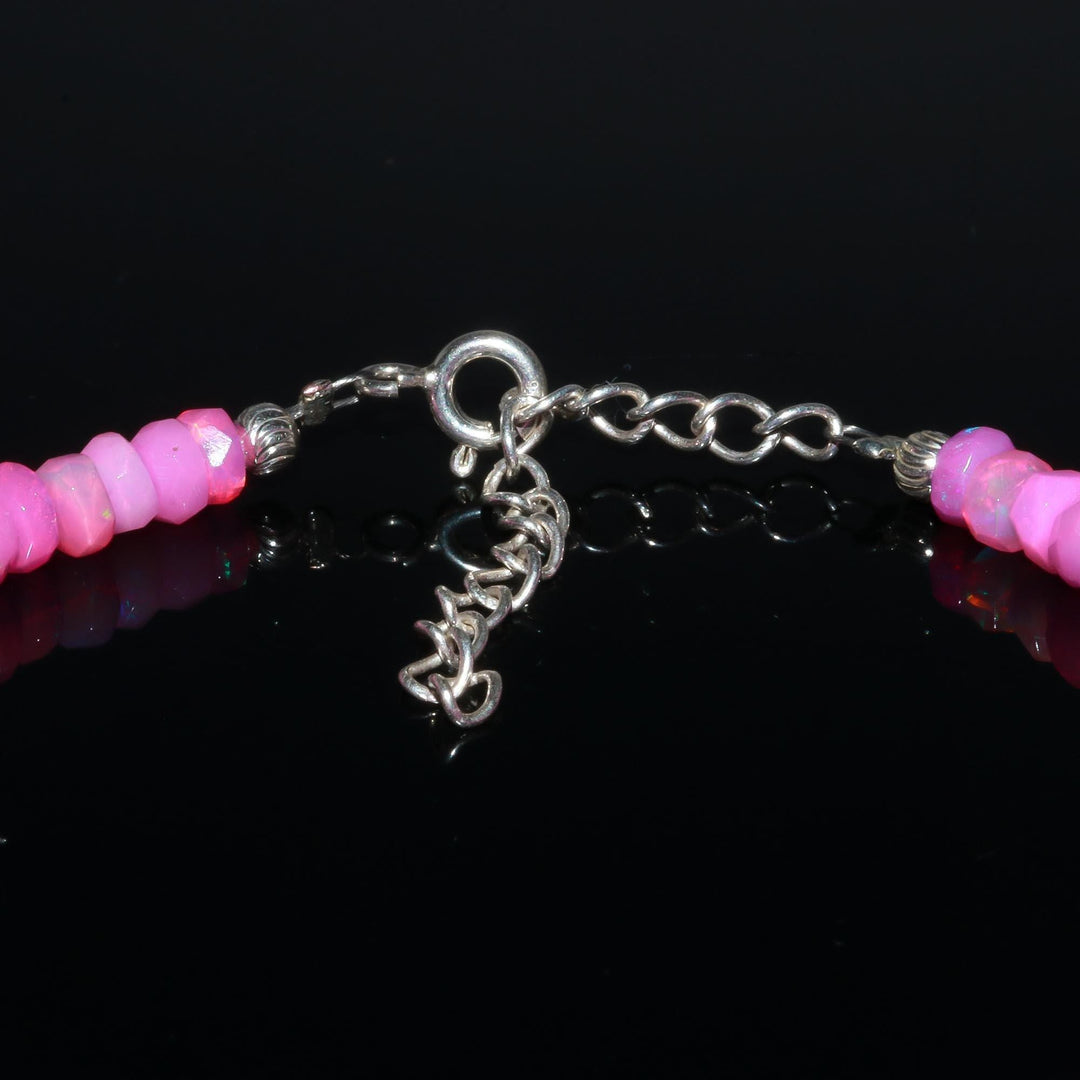 Amazing Pink Lavendar Ethiopian Opal Beaded Bracelet, Flashy Faceted Rondelle Beads Bracelet, 4-4.5 MM Welo Opal Beads Bracelet For Women's