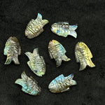 Load image into Gallery viewer, AAA+ Quality Flashy Labradorite Fish Carving Gemstone, Hand Carved Fish Shape Gemstone, 17X26 MM Fish Charm For Jewelry, Both Side Carved
