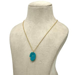Load image into Gallery viewer, Beautiful Turquoise Hamsa Necklace, Unique Gemstone Hamsa Necklace For Gift, Reiki Healing Jewelry, Blue Charm Protection Necklace 25 MM