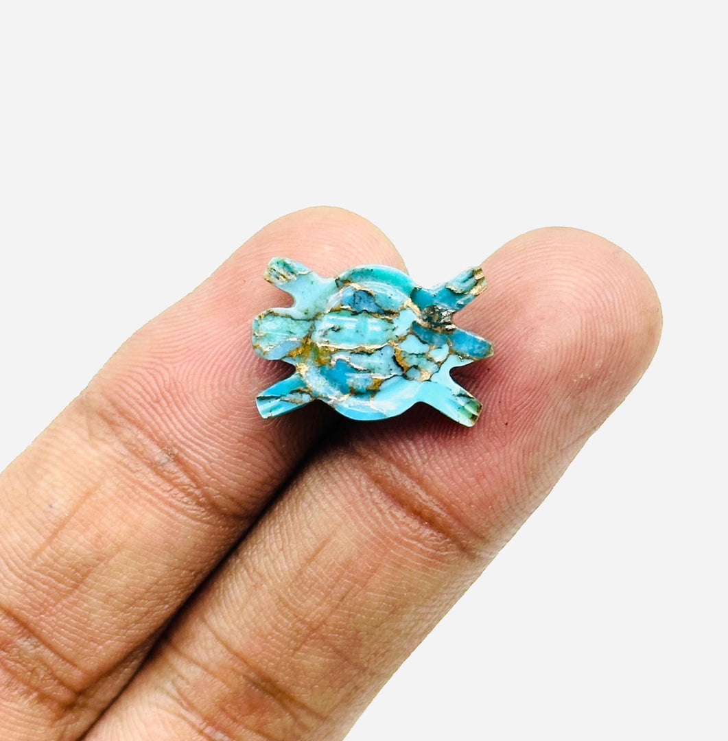 AAA Copper Turquoise Turtle Shape Carving, Blue Turquoise Turtle Shape Gemstone, 16 MM Loose Gemstones, Harmony in Stone, Blue Turtle Charm