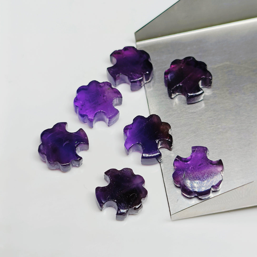 Natural Amethyst Tree Shape Hand Carved Gemstone Beads, 12X12 MM Purple Amethyst Fancy Shape Carving Loose Gemstone Beads for Jewelry Making