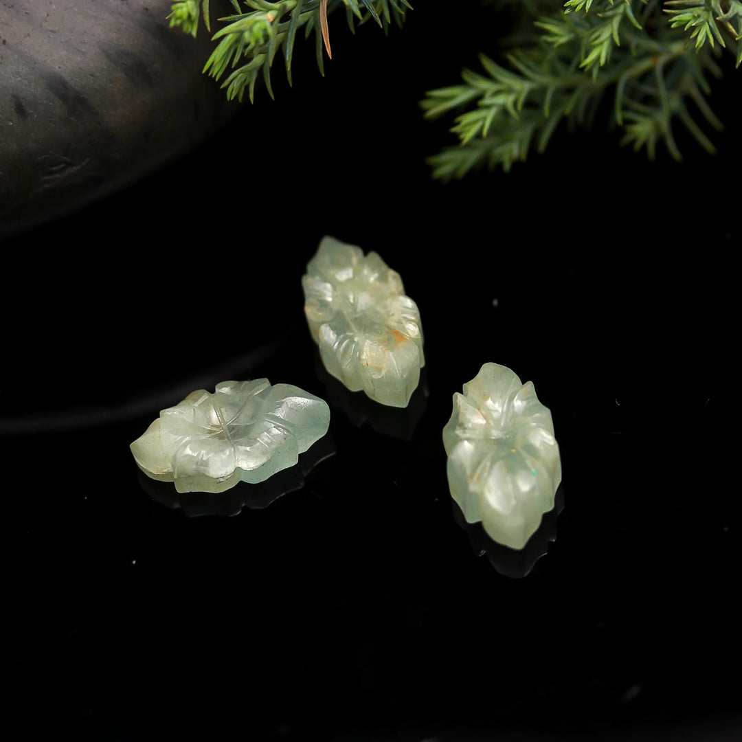 Aquamarine Floral Marquise Shape Gemstone, Natural Aquamarine Hand Carved Beads, Jewelry Making Fancy Carving, Loose Gemstones Beads, 20 MM