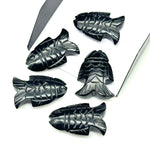 Load image into Gallery viewer, Natural Black Onyx Carved Fish Shape Gemstone, Hand Carved Fish Shape Gemstone, Jewelry Making Gemstones, 17X26 MM, Blue Fish Charm Pendant