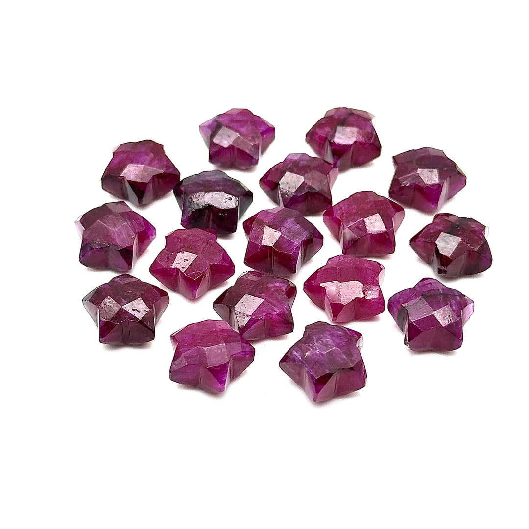Red Ruby Hand Carved Star Shape Beads, AAA Red Ruby Faceted Star Briolettes, Loose Star Charm Beads, Colored Ruby Dyed Red Beads, 10 MM