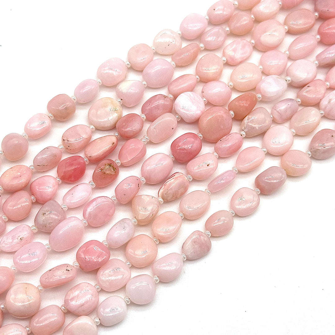 AAA Pink Opal Tumble Shape Gemstone Beads, Pink Opal Plain Nuggets Shape Beads, 8" Fancy Wholesale Jewelry Beads, 7-8 MM