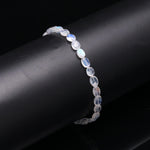 Load image into Gallery viewer, Flashy Rainbow Moonstone Oval Beads Bracelet, Smooth Oval Beads Bracelet, 6 MM Blue Flash Beads Bracelet, Emotional Balancing Stone Bracelet