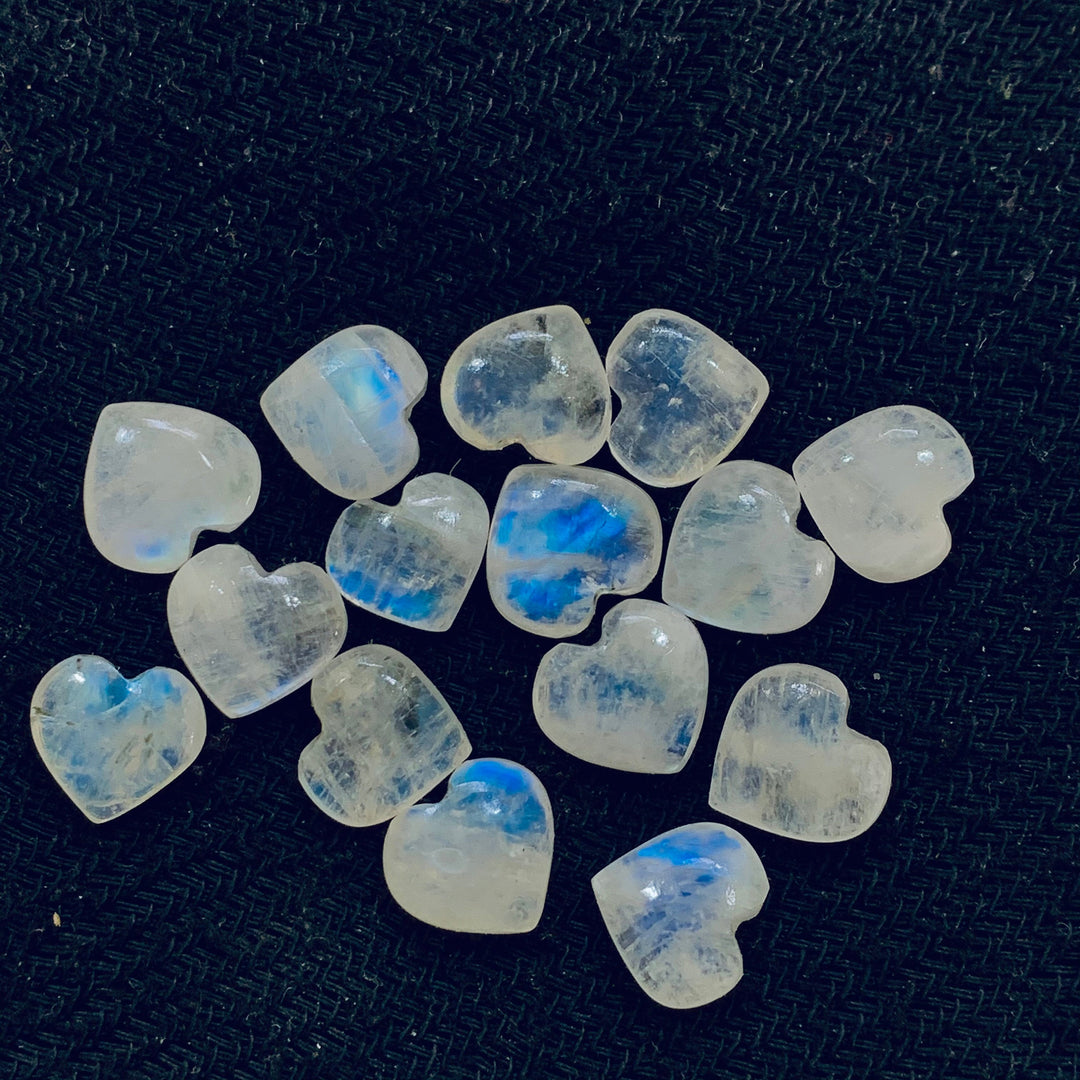 5,6,7,8,9,10 pcs Natural Rainbow Moonstone smooth Heart Shape Gemstone, Loose Gemstone, Carved Gemstone, Gemstone For Jewellery10mm