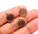 Load image into Gallery viewer, Smoky Quartz Flower Pendant 16mm, 925 Sterling Silver Gold Plated Natural Quartz Round Shape Charm Pendant For Jewelry