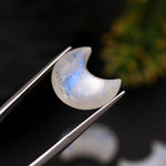 Load image into Gallery viewer, Natural Rainbow Moonstone Cresent Moon Shape Beads, Flashy Moonstone Half Moon Briolette's, Jewelry Making Carved Smooth Gemstones, 18 MM