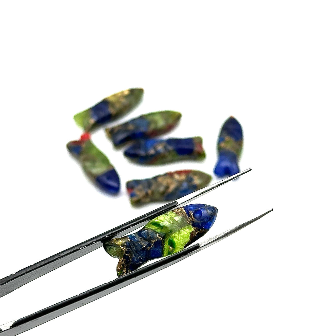 AAA Green, Blue Copper Turquoise Fish Shape Gemstone, Rare Turquoise Fish Shape Beads, Crystals Fish for Jewelry Making, Fish Charms 23X9 MM
