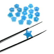 AAA Blue Chalcedony Carved Star Shape Beads, Blue Gemstone Faceted Star Briolettes, Loose Star Charm Beads, 10 MM Wholesale Beads