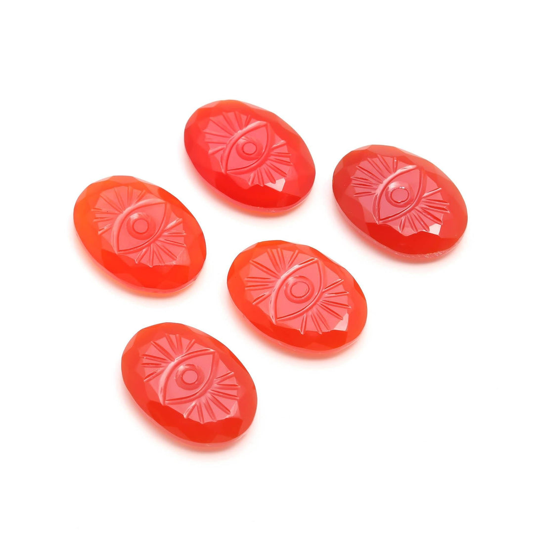 AAA Carnelian Evil Eye Shape Gemstone, Orange Carnelian Hand Carved Stone Beads for Jewelry Making, 25 MM Loose Carved Evil Stone