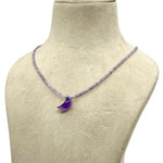 Load image into Gallery viewer, Natural Amethyst Beaded Necklace, Hand Carved Moon Charm Necklace, Cresent Moon Healing Power Necklace, Gift for Her, February Birthstone