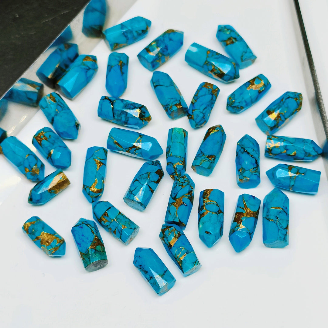 2,3,4,5,6 pcs 100% Copper Turquoise Faceted Pencil ShapeLoose GemstoneCopper Turquoise Loose Gemstone,Gemstone Jewlery 10X6- 13X6 mm