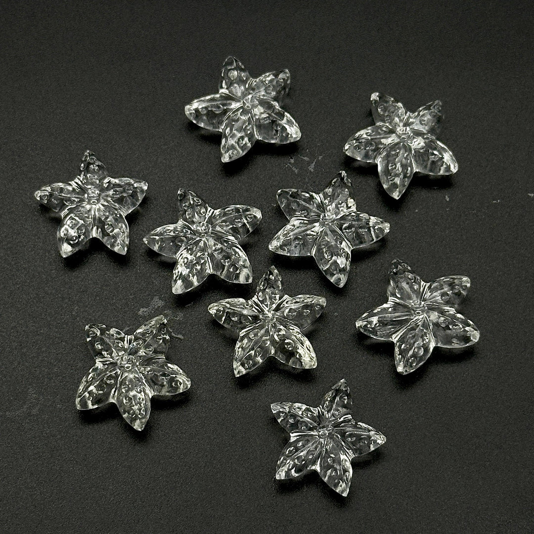AAA Clear Crystal Quartz Star Fish Shape Beads, Natural Crystal-Clear Fish Shape Carved Gemstones, Star Fish Carvings, Rare Findings, 20 MM
