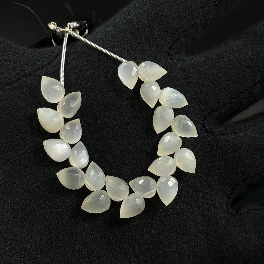 Natural White Moonstone Faceted Drop Shape Beads, 6X8 mm Faceted Moonstone Briolette, Jewelry Making Side Cut Wholesale Beads, 4 Inch