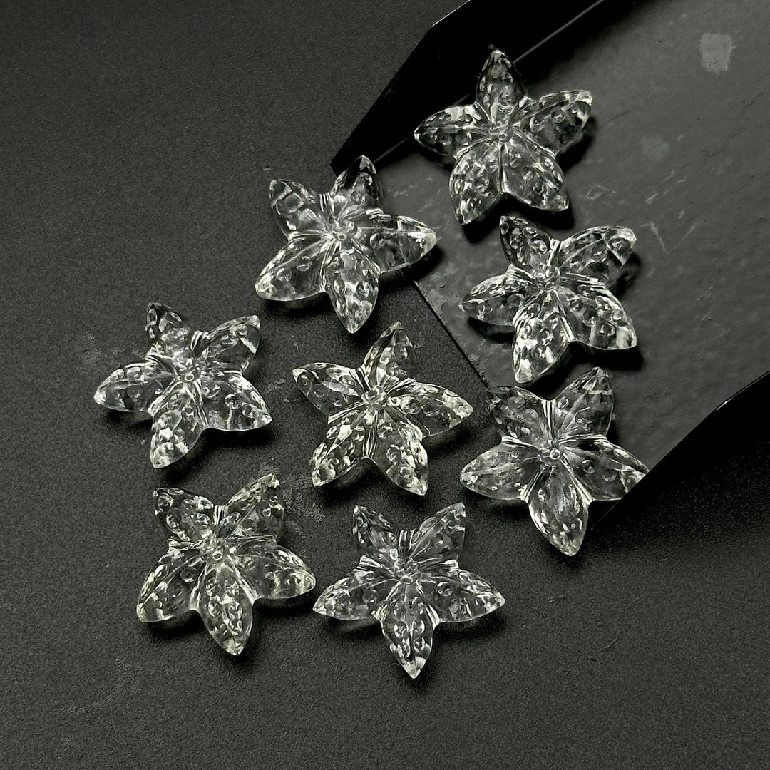 AAA Clear Crystal Quartz Star Fish Shape Beads, Natural Crystal-Clear Fish Shape Carved Gemstones, Star Fish Carvings, Rare Findings, 20 MM