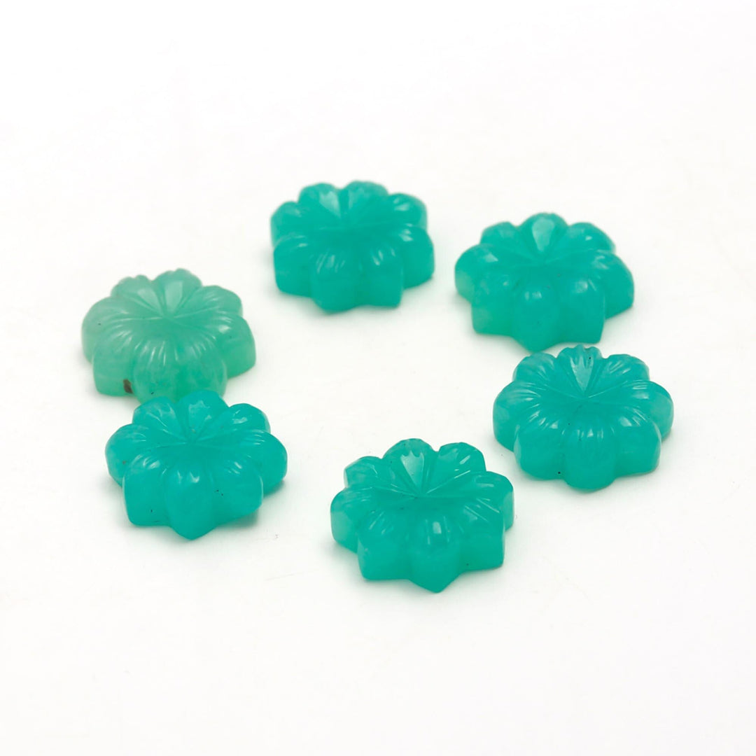 AAA Amazonite Flower Shape Stones, Hand Carved Amazonite Flower Shape Gemstone Beads, Green Flower Charms, 16 MM Jewelry Making Gemstones