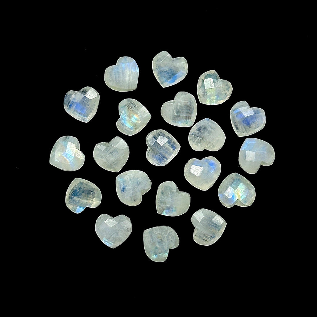 Flashy Rainbow Moonstone Heart Shape Briolette's, Faceted Heart Carving Gemstone for Jewelry Making, Blue Flash Beads, 8 MM, Heart Charms