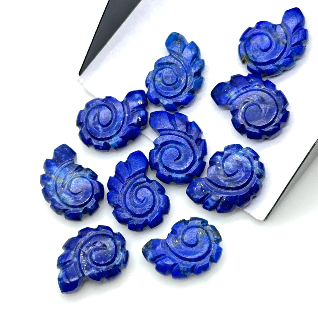 Natural Lapis Lazuli Carved Shell Beads, Hand Carved Snail Shell Shape Gemstone, Seashell Charm, 16 MM Seashell Beads For Jewelry Making