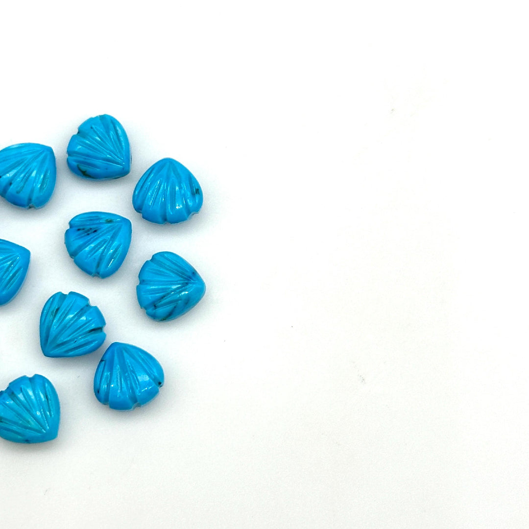Blue Turquoise Shell Shape Beads, 8 MM Hand Carved Seashells, Tiny Carved Beads, Turquoise Shell Charms, Jewelry & Craft Making Gemstones