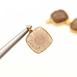Load image into Gallery viewer, Natural Smoky Quartz Flower Pendant 17mm, 925 Sterling Silver Gold Plated Square Shape Charms For Making Jewelry