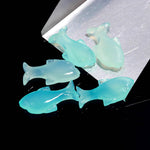 Load image into Gallery viewer, Blue Chalcedony Hand Carved Dolphin Shape Stone, Chaldedony Fish Shape Beads, Jewelry Making Fish Charms, 28 MM