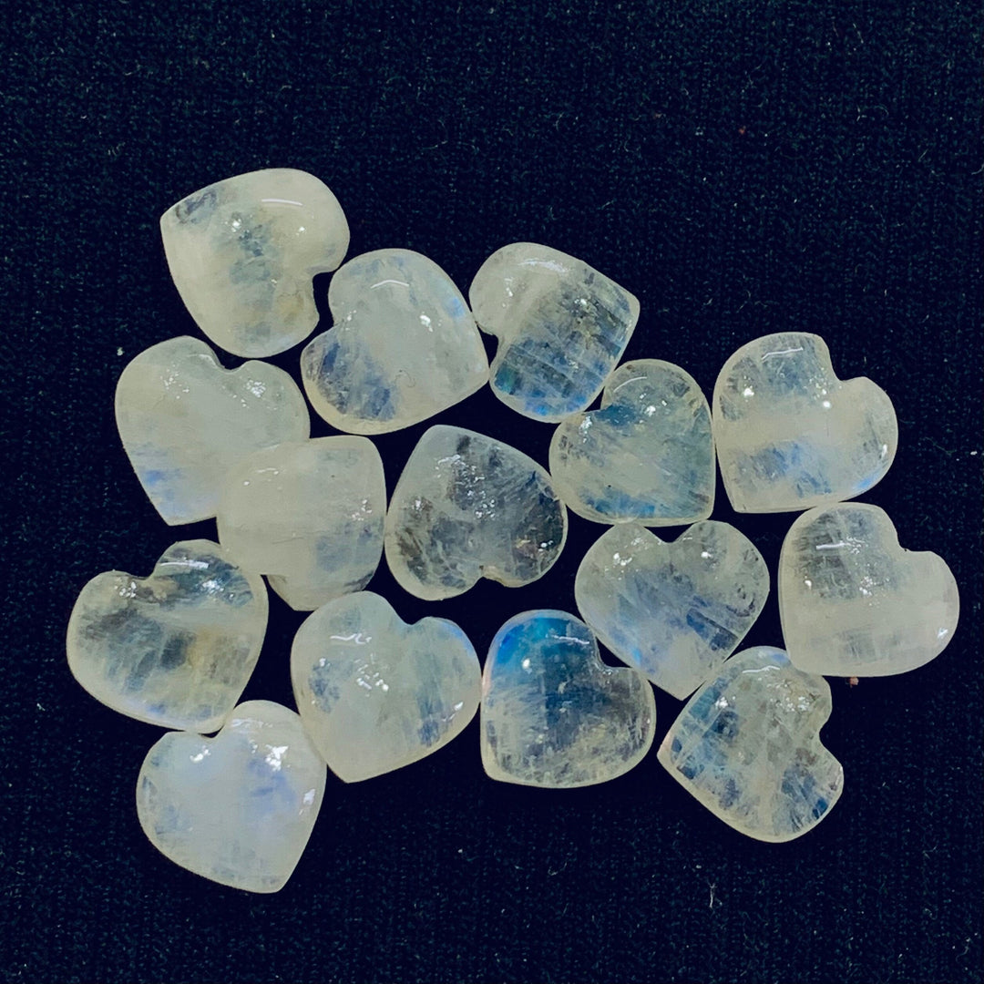 5,6,7,8,9,10 pcs Natural Rainbow Moonstone smooth Heart Shape Gemstone, Loose Gemstone, Carved Gemstone, Gemstone For Jewellery10mm